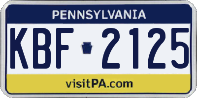 PA license plate KBF2125