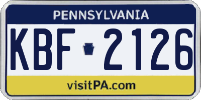 PA license plate KBF2126