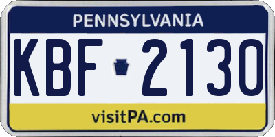 PA license plate KBF2130