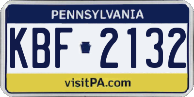 PA license plate KBF2132