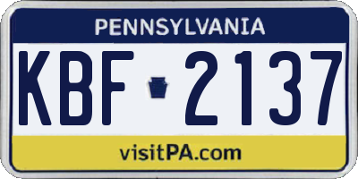 PA license plate KBF2137