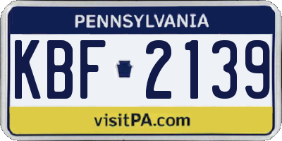 PA license plate KBF2139