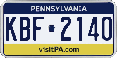 PA license plate KBF2140