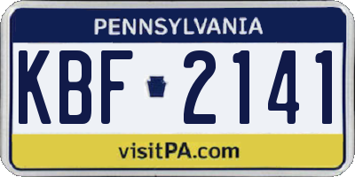 PA license plate KBF2141