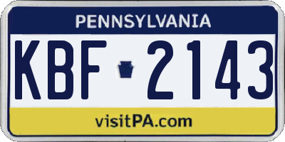 PA license plate KBF2143