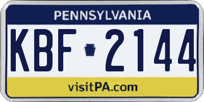 PA license plate KBF2144