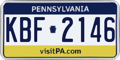PA license plate KBF2146