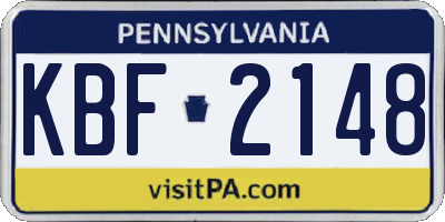 PA license plate KBF2148