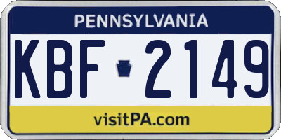 PA license plate KBF2149
