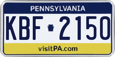PA license plate KBF2150