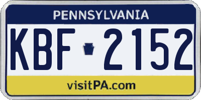 PA license plate KBF2152