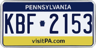 PA license plate KBF2153