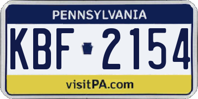 PA license plate KBF2154
