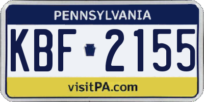 PA license plate KBF2155