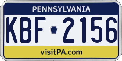PA license plate KBF2156