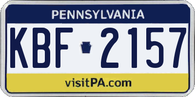 PA license plate KBF2157
