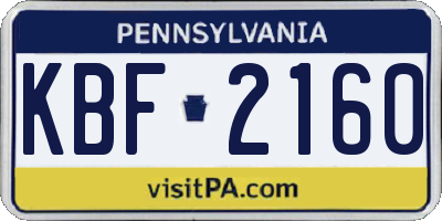 PA license plate KBF2160