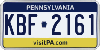 PA license plate KBF2161