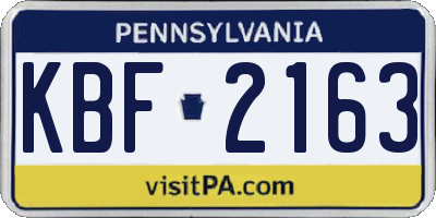 PA license plate KBF2163