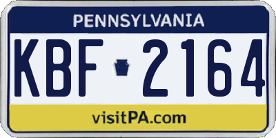 PA license plate KBF2164