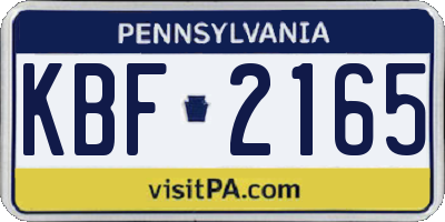 PA license plate KBF2165
