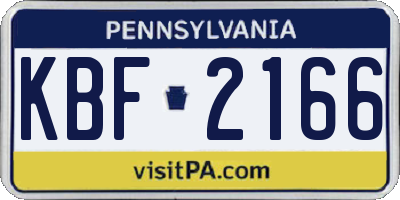 PA license plate KBF2166