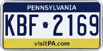 PA license plate KBF2169