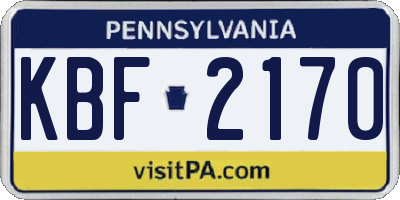 PA license plate KBF2170