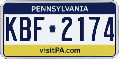 PA license plate KBF2174