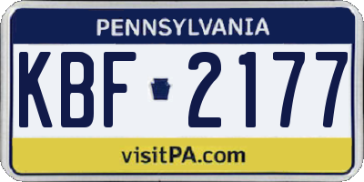 PA license plate KBF2177