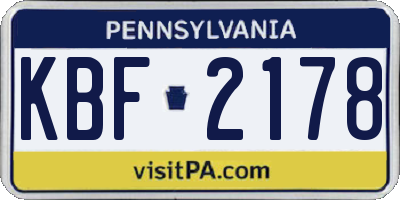 PA license plate KBF2178