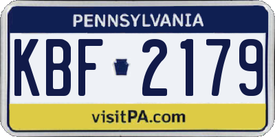 PA license plate KBF2179