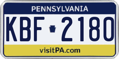 PA license plate KBF2180
