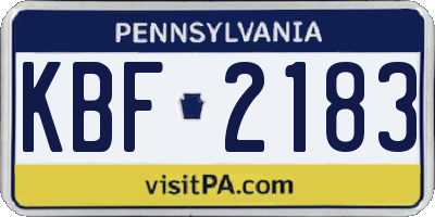 PA license plate KBF2183