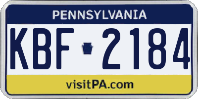 PA license plate KBF2184