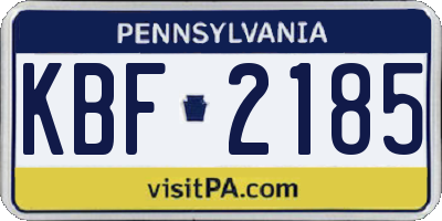 PA license plate KBF2185