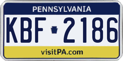 PA license plate KBF2186