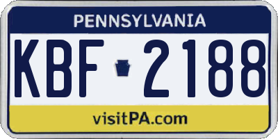 PA license plate KBF2188