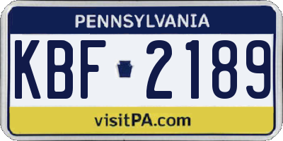 PA license plate KBF2189