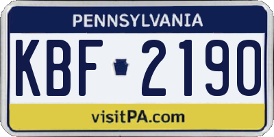 PA license plate KBF2190