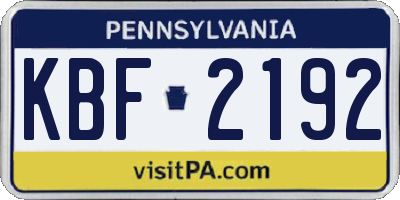 PA license plate KBF2192