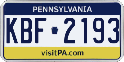 PA license plate KBF2193