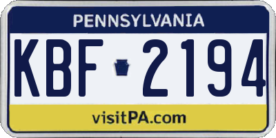 PA license plate KBF2194