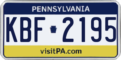 PA license plate KBF2195