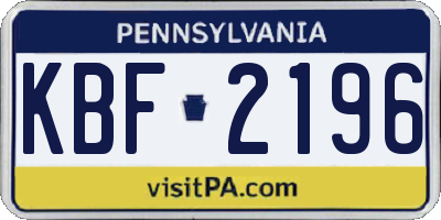 PA license plate KBF2196