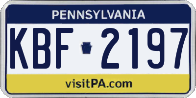 PA license plate KBF2197