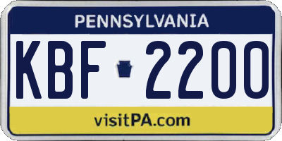 PA license plate KBF2200