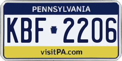 PA license plate KBF2206
