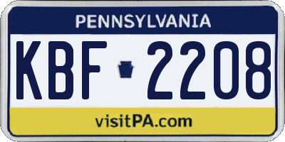 PA license plate KBF2208