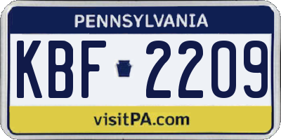 PA license plate KBF2209
